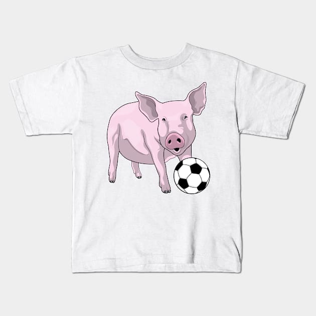 Pig Soccer player Soccer Kids T-Shirt by Markus Schnabel